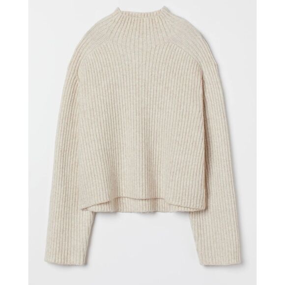 H&M cream ribbed high neck sweater size xs Cabin Core - Picture 1 of 10